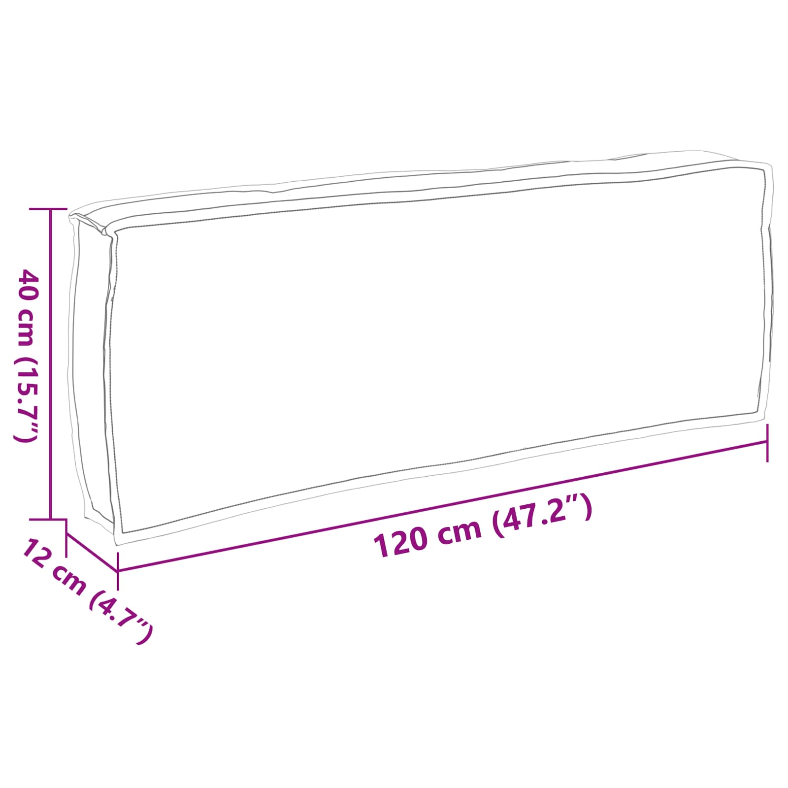 Kussen Zwart 120 x 40 x 12 cm Oxford Stof – afbeelding 6