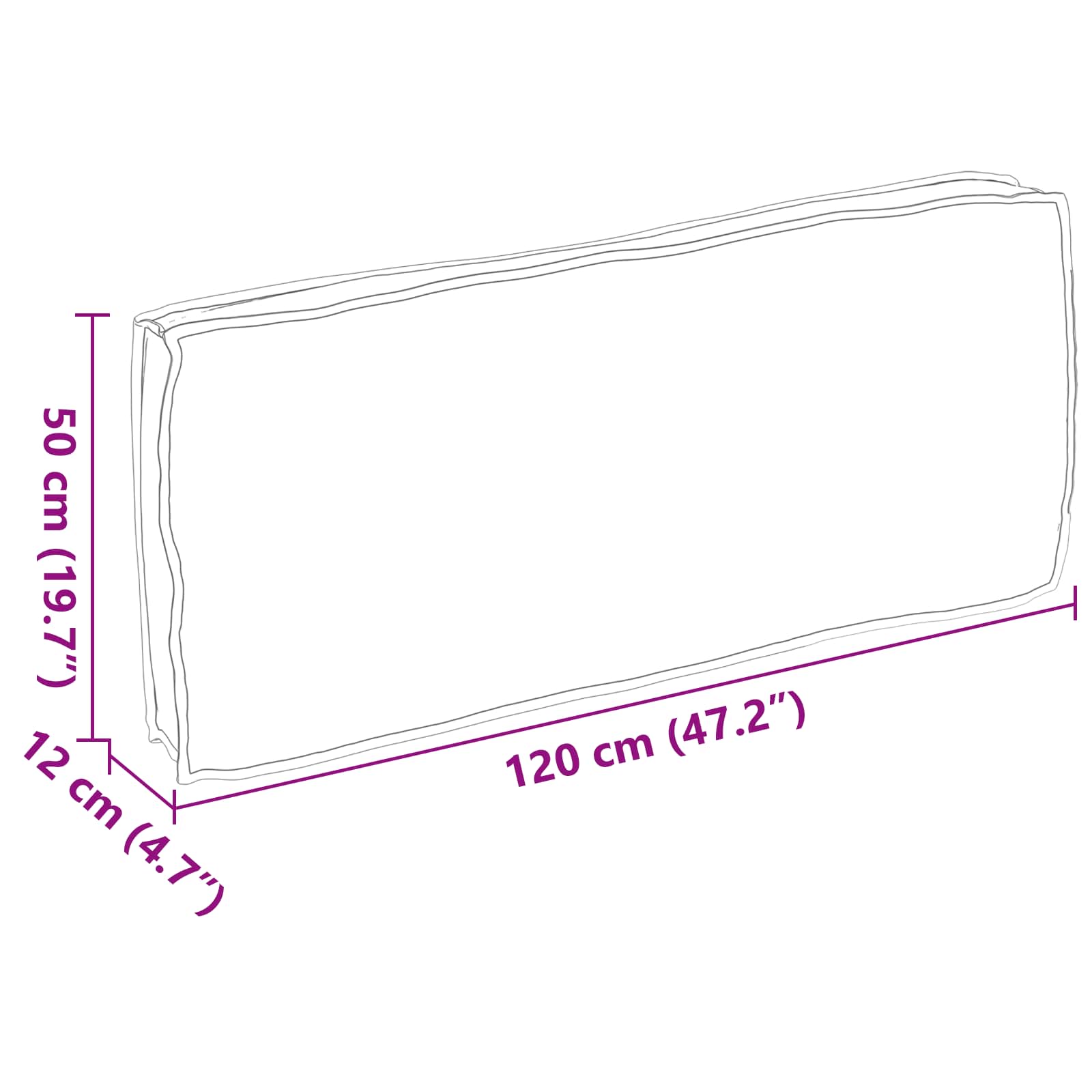 Kussen Antraciet 120 x 50 x 12 cm Oxford Stof – afbeelding 7