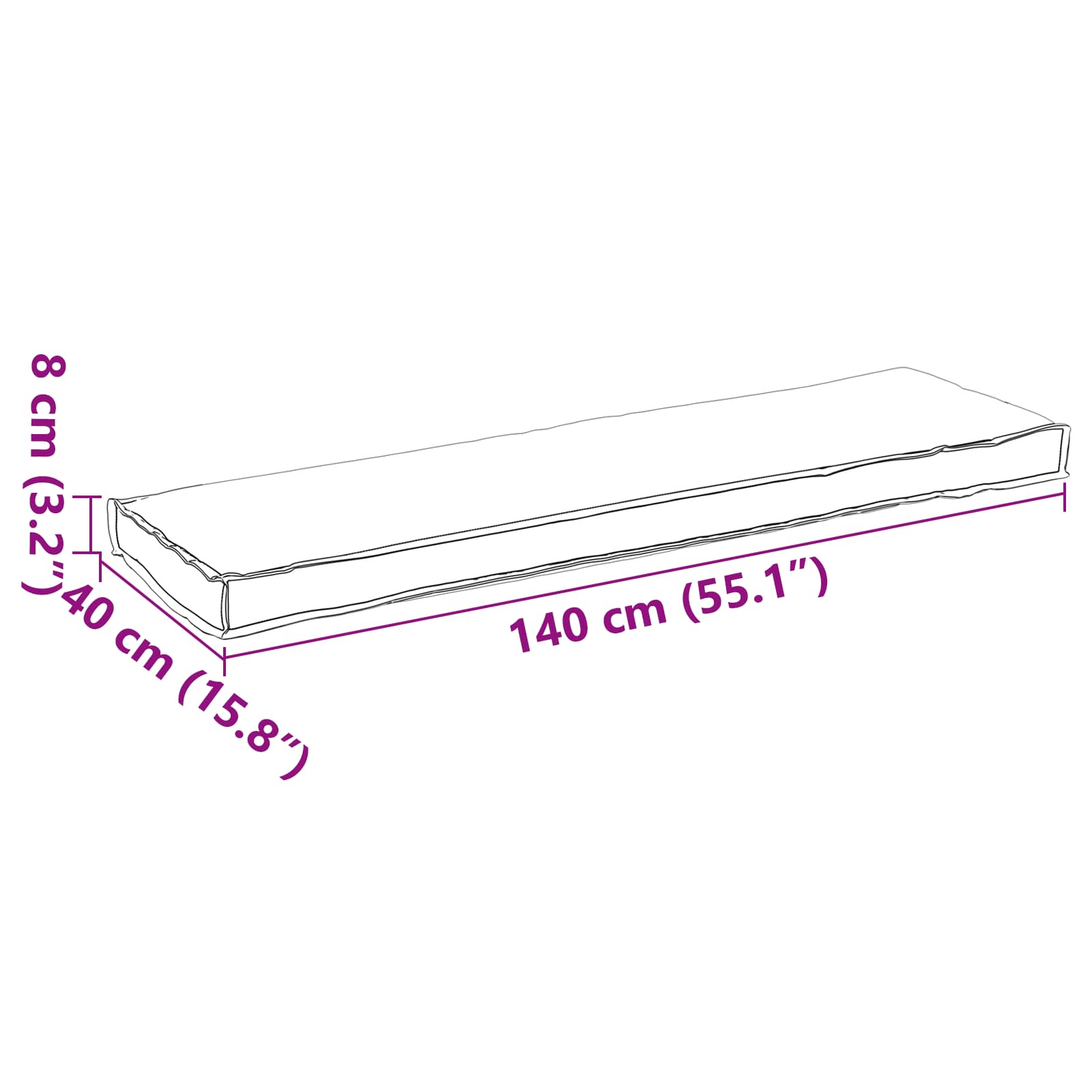 Kussen Antraciet 140 x 40 x 8 cm Oxford Stof – afbeelding 6