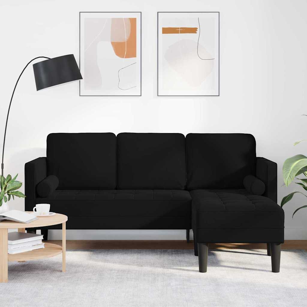 Bankstel met kussen Zwart Polyester – afbeelding 1