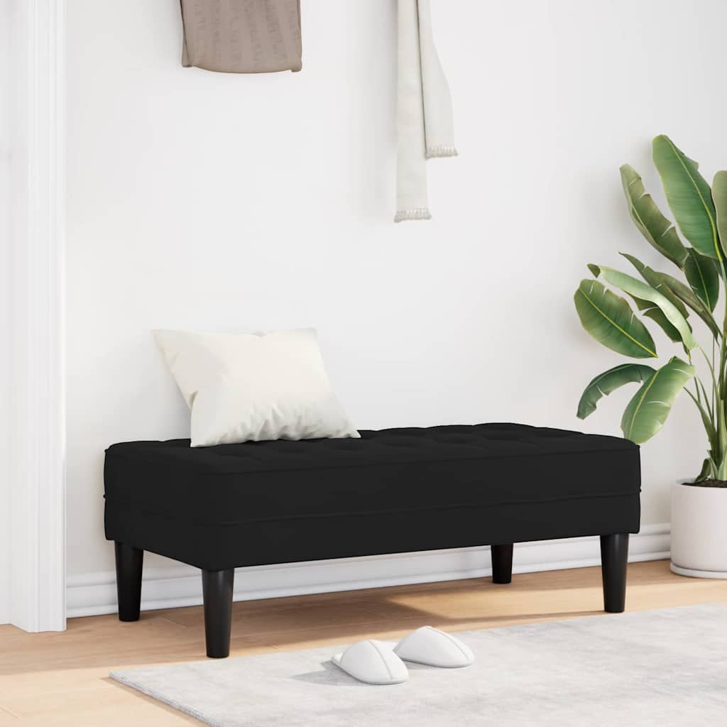 Bank met kussen Zwart 113 x 57 x 39 cm Fluweel – afbeelding 1