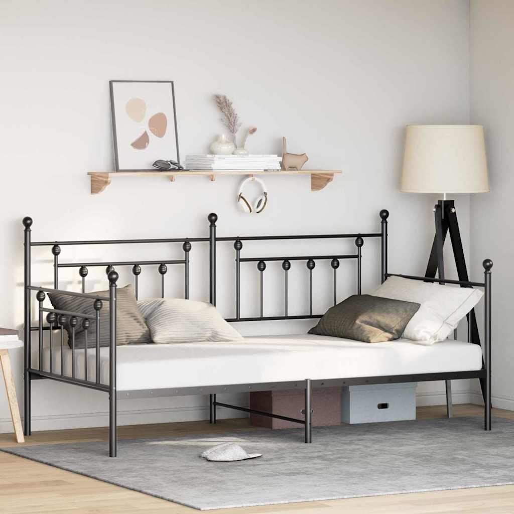 Bedframe voor een daybed Zwart 107 x 203 cm Staal