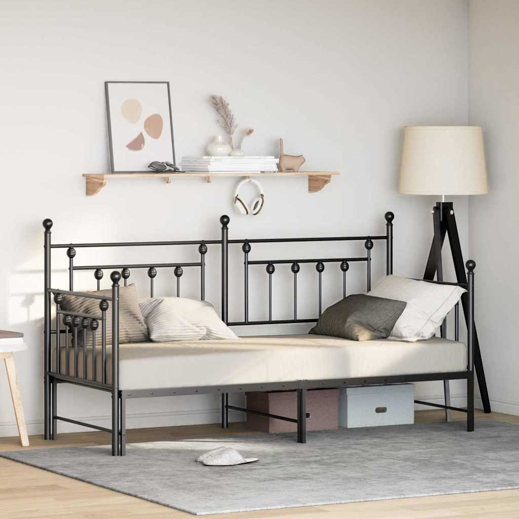 Bedframe voor een daybed Zwart 80 x 200 cm Staal