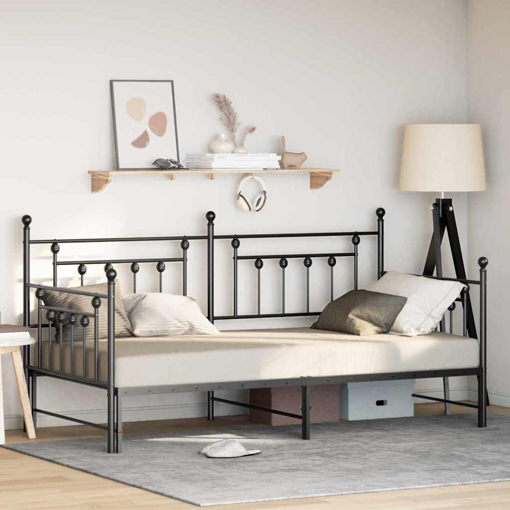 Bedframe voor een daybed Zwart 90 x 200 cm Staal