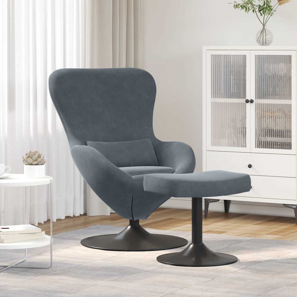 Egg Chair met Voetsteun Donkergrijs Fluweel