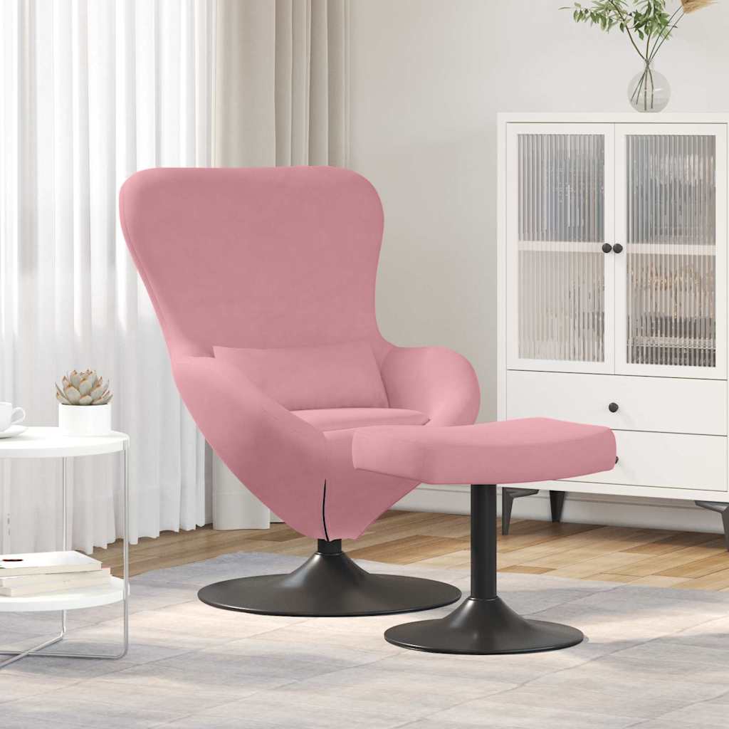 Egg Chair met Voetsteun Roze Fluweel