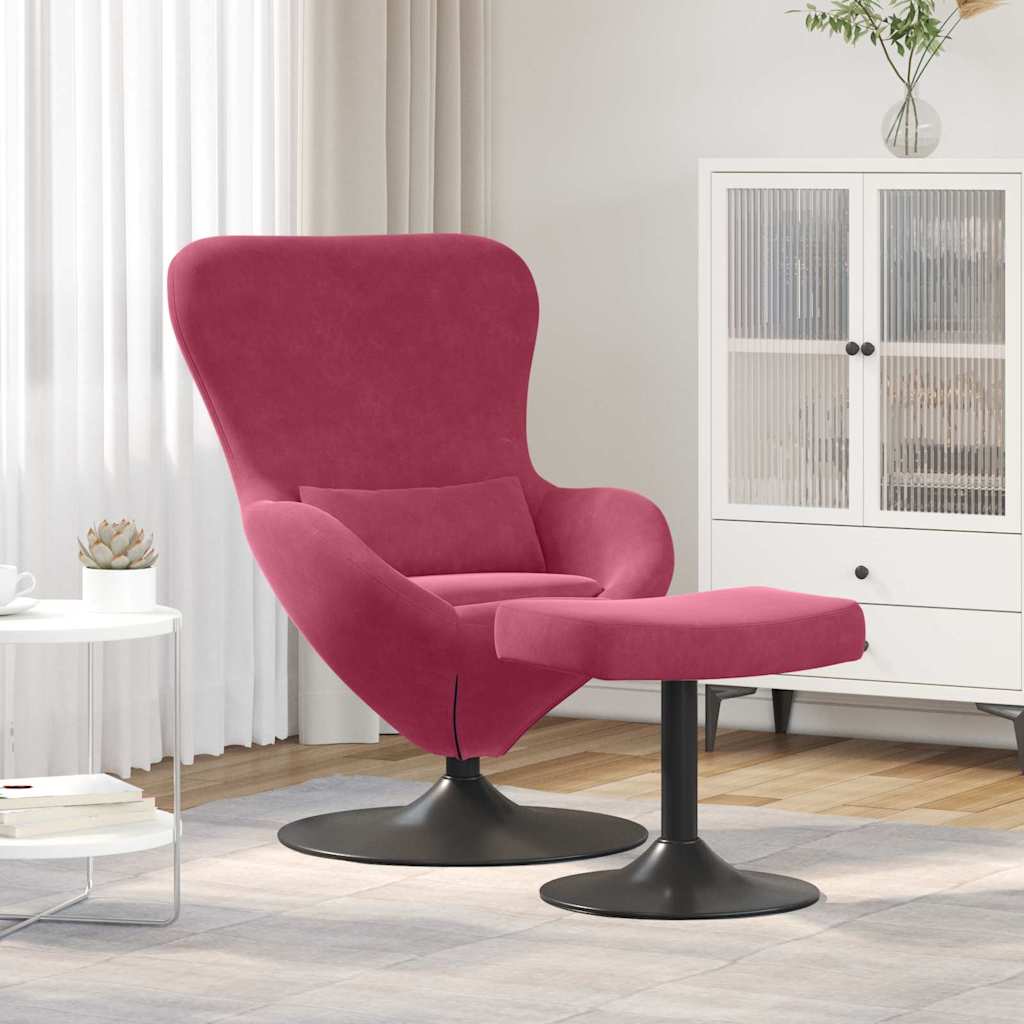 Egg Chair met Voetsteun Wijnrood Fluweel