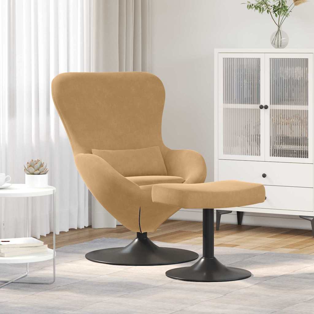 Egg Chair met Voetsteun Bruin Fluweel