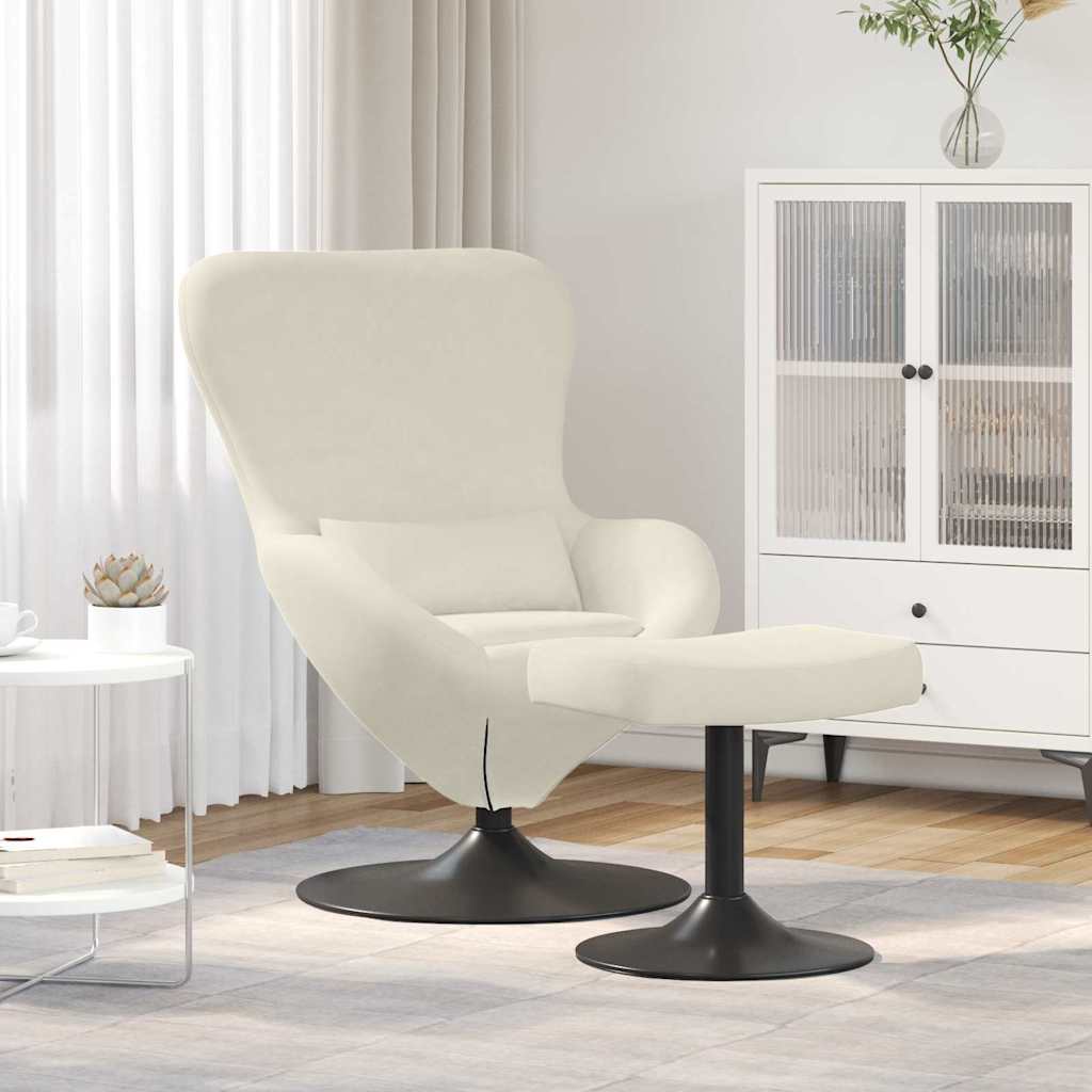 Egg Chair met Voetsteun Crème Fluweel