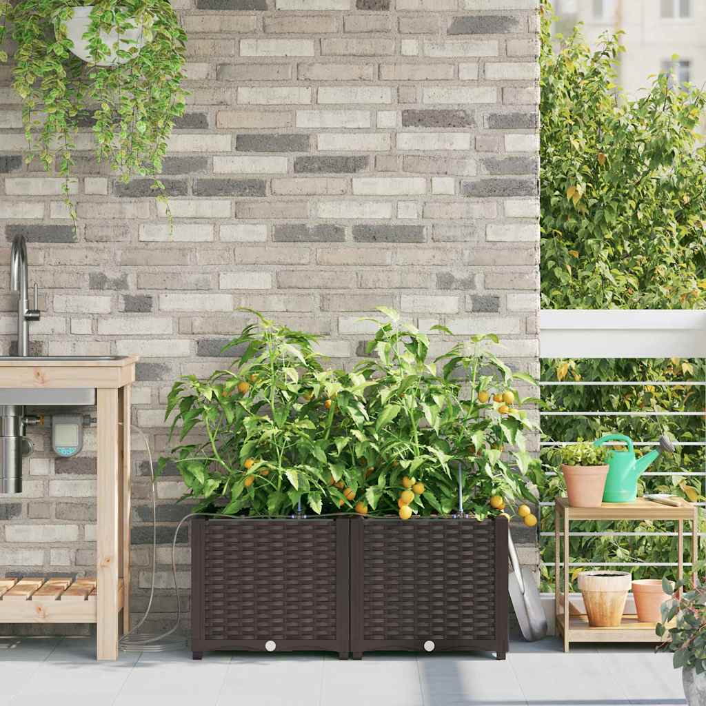 Tuin Bloempot 2 pcs Bruin Kunststof
