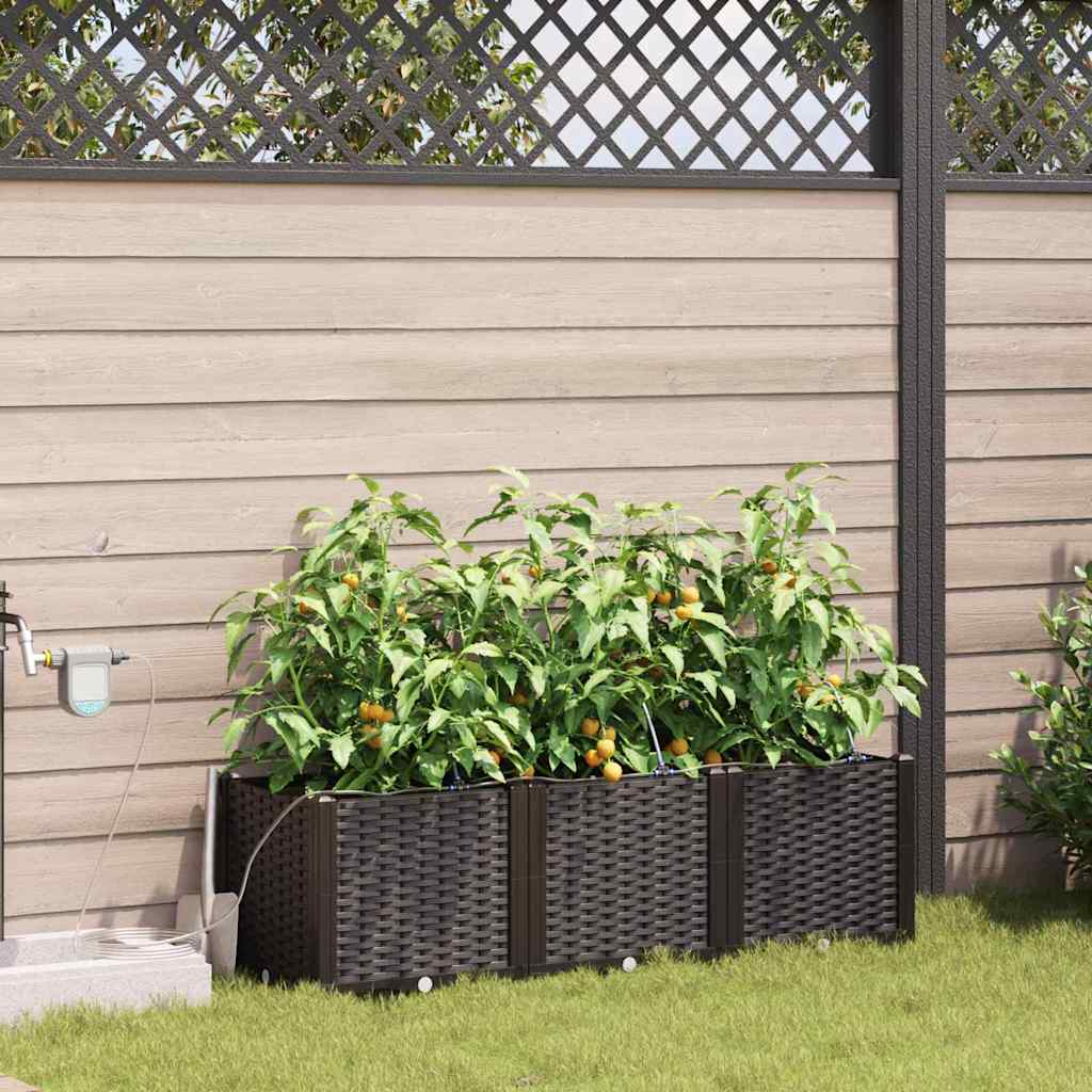Tuin Bloempot 3 pcs Bruin Kunststof