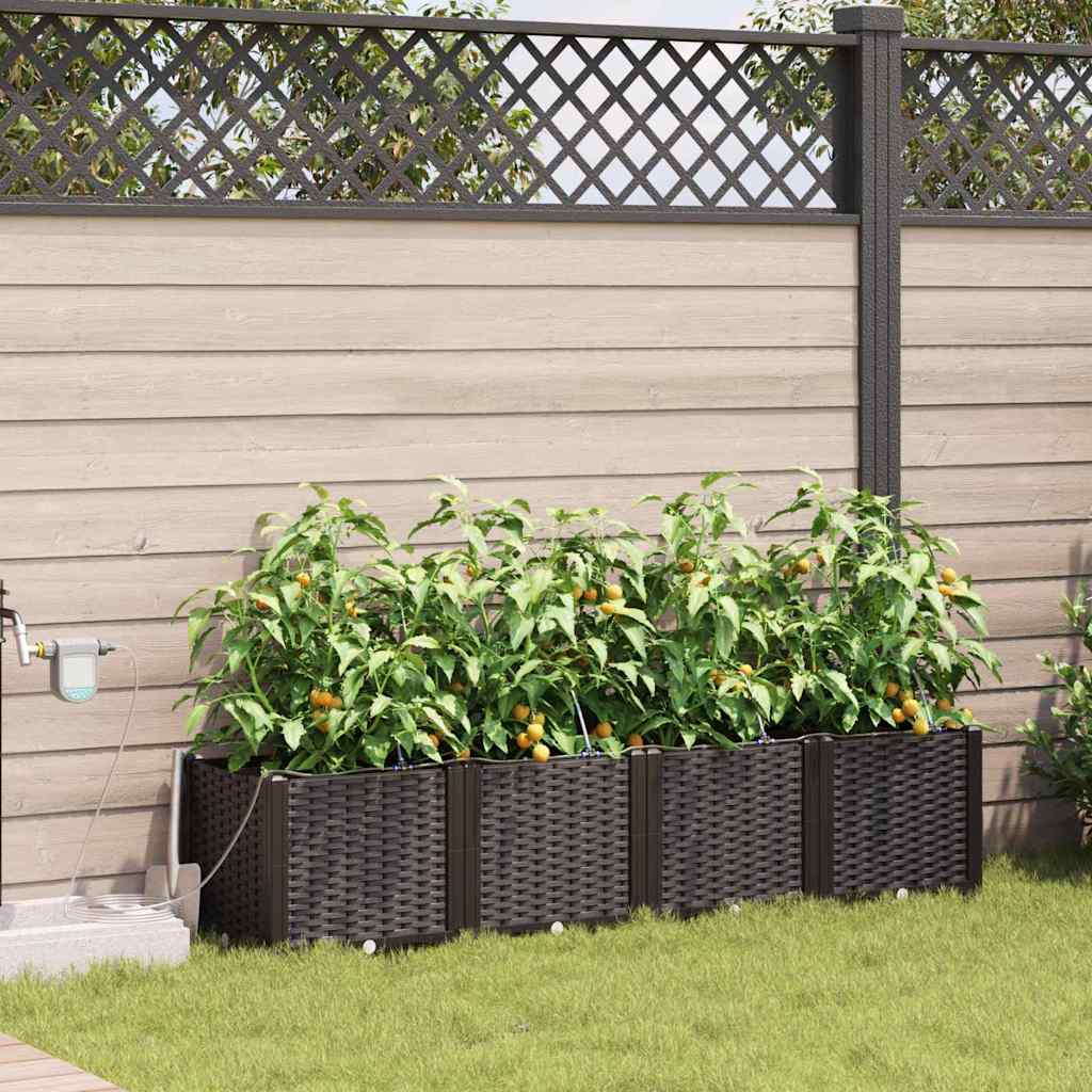 Tuin Bloempot 4 pcs Bruin Kunststof