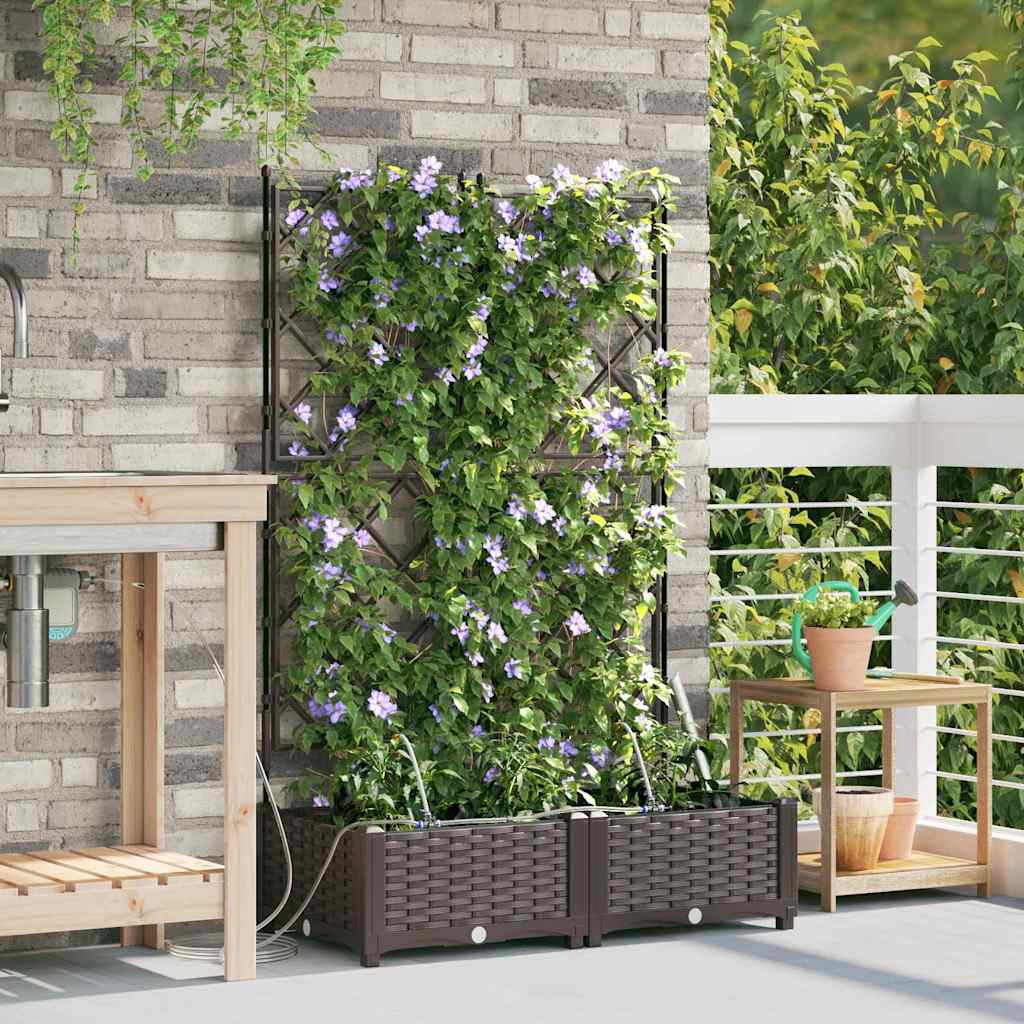 Tuin Bloempot 2 pcs Bruin Kunststof