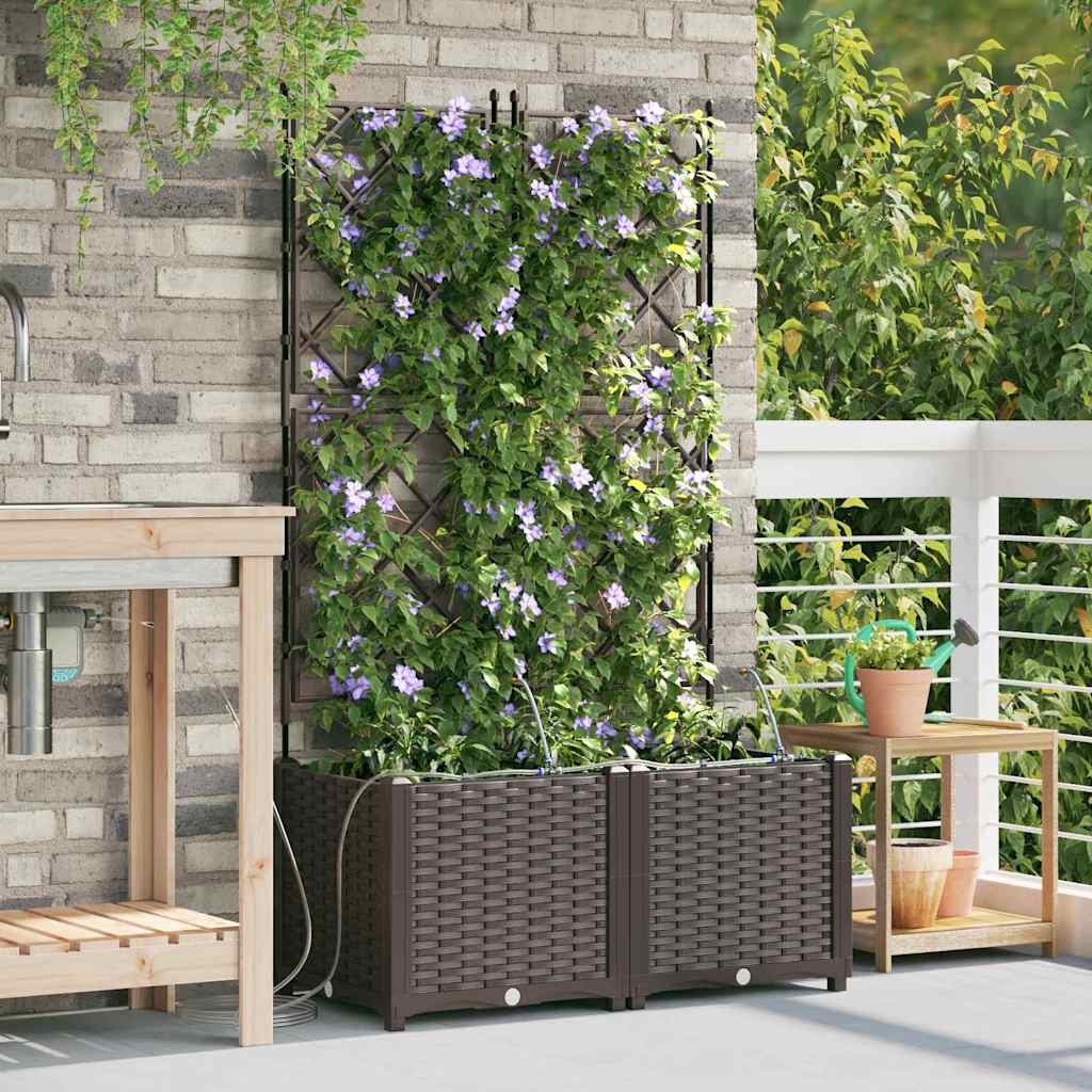 Tuin Bloempot 2 pcs Bruin Kunststof – afbeelding 1