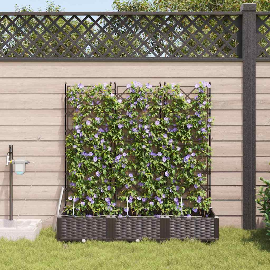 Tuin Bloempot 3 pcs Bruin Kunststof