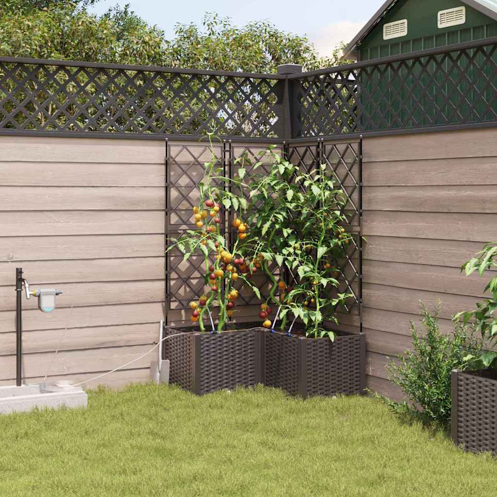 Tuin Bloempot 3 pcs Bruin Kunststof