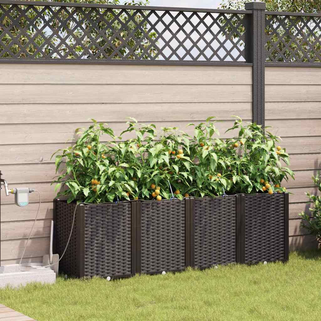 Tuin Bloempot 4 pcs Bruin Kunststof – afbeelding 1