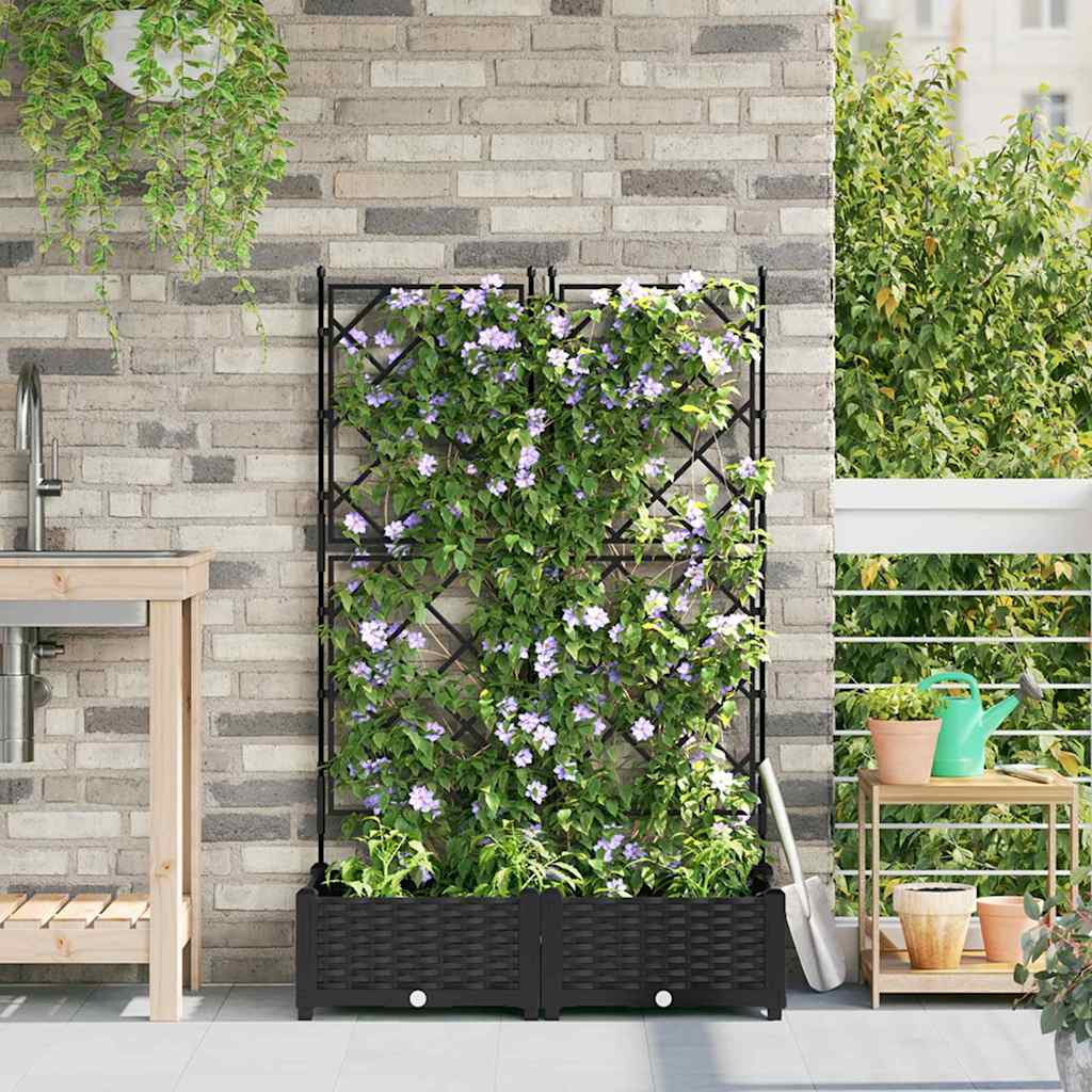 Tuin Bloempot 2 pcs Zwart 80 x 40 x 125,5 cm Kunststof