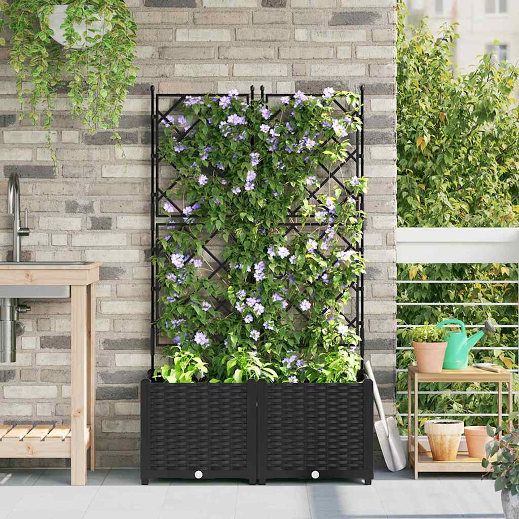 Tuin Bloempot 2 pcs Zwart 80 x 40 x 143 cm Kunststof – afbeelding 1