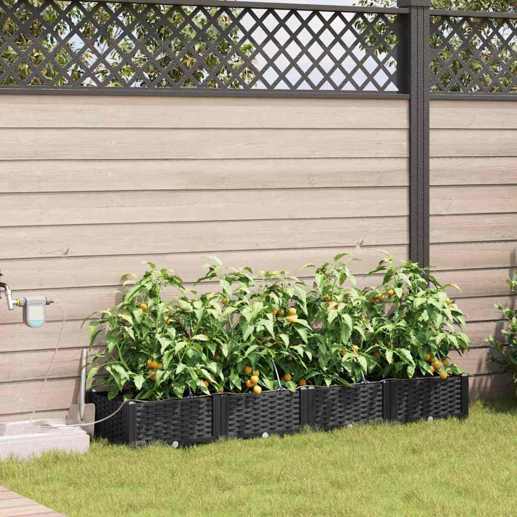 Tuin Bloempot 4 pcs Zwart Kunststof – afbeelding 1