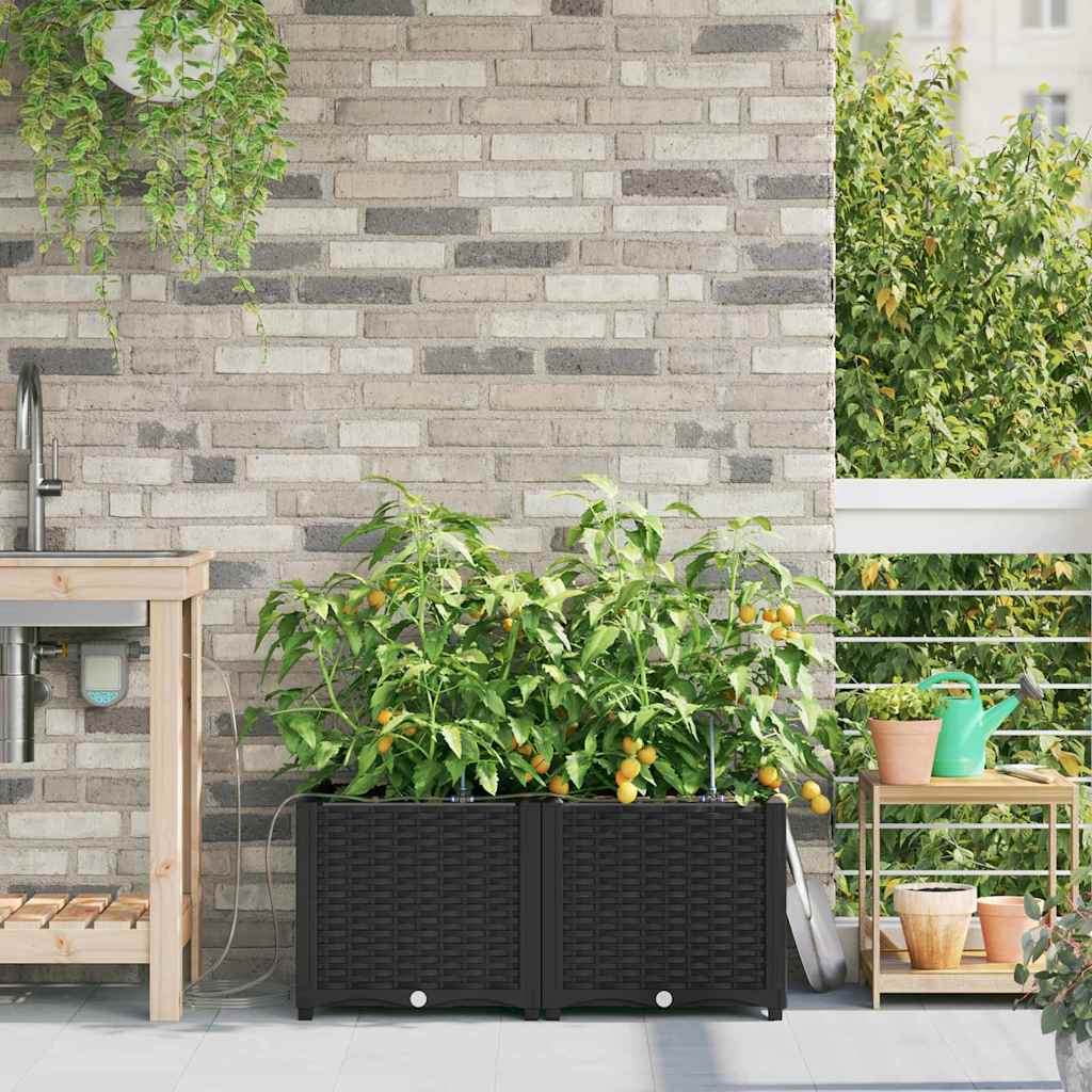 Tuin Bloempot 2 pcs Zwart Kunststof
