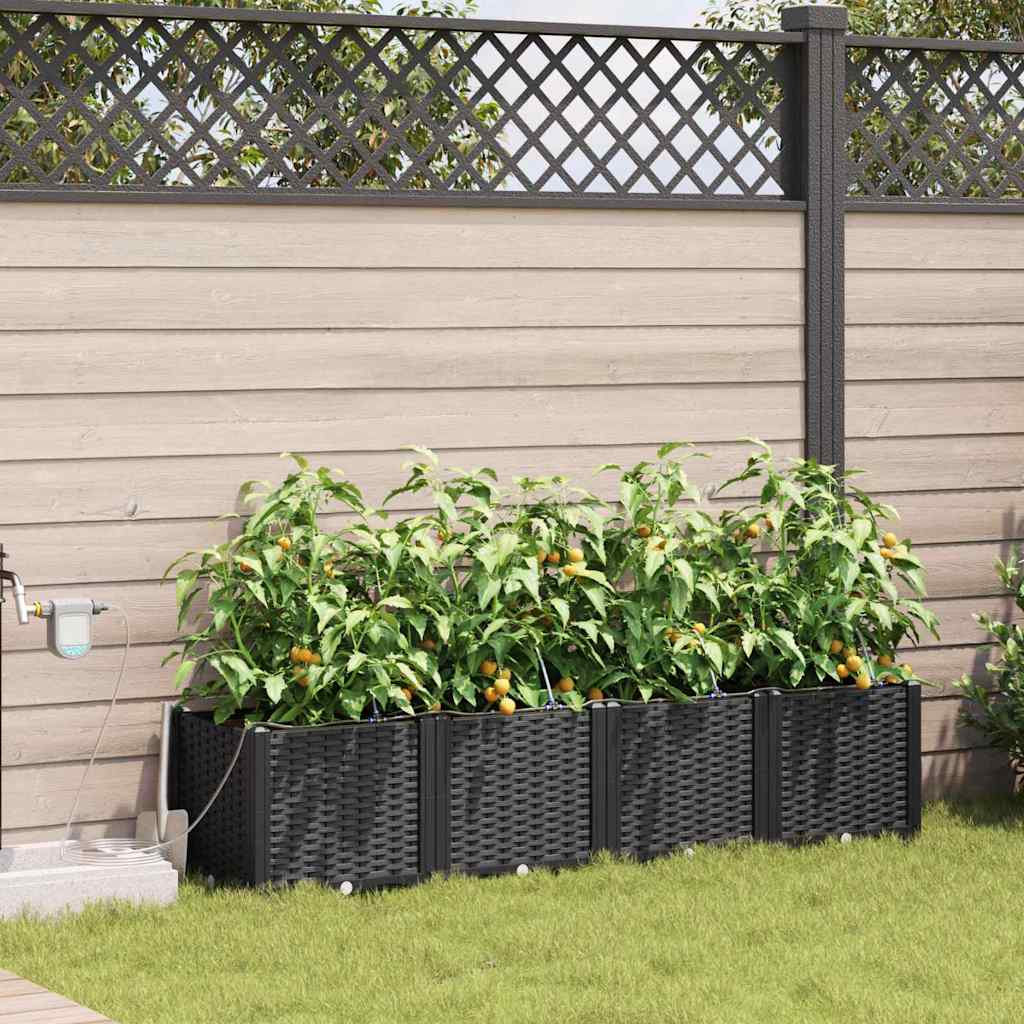 Tuin Bloempot 4 pcs Zwart Kunststof