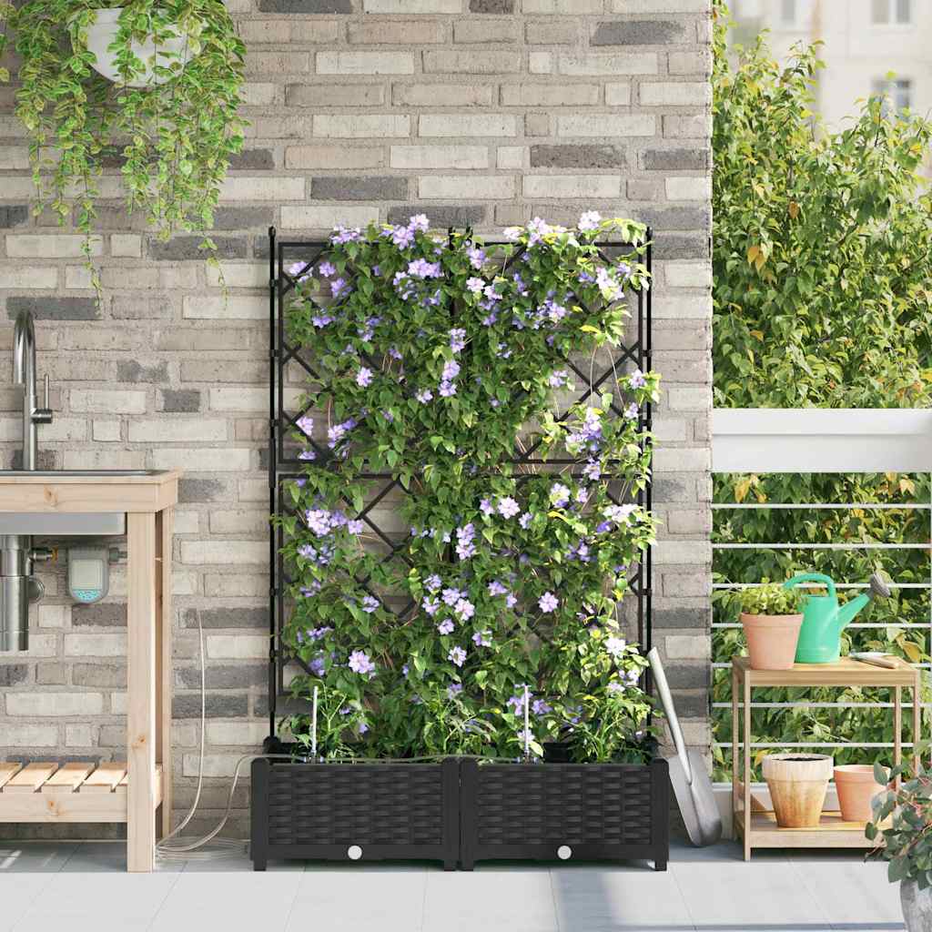 Tuin Bloempot 2 pcs Zwart Kunststof