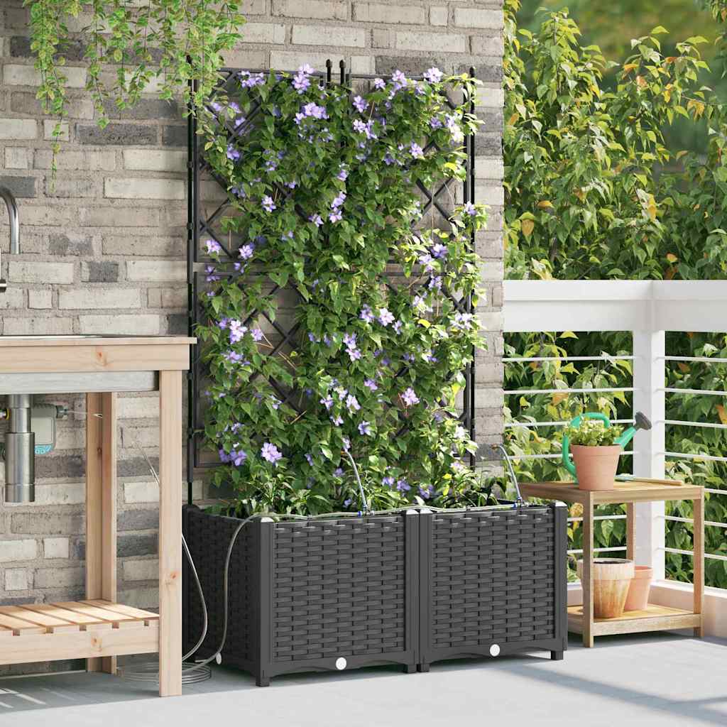 Tuin Bloempot 2 pcs Zwart Kunststof