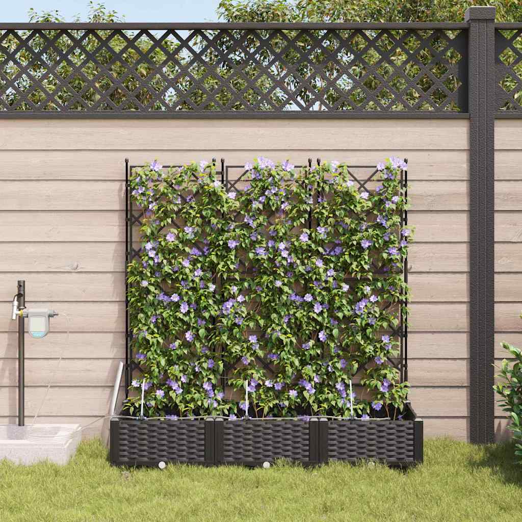 Tuin Bloempot 3 pcs Zwart Kunststof
