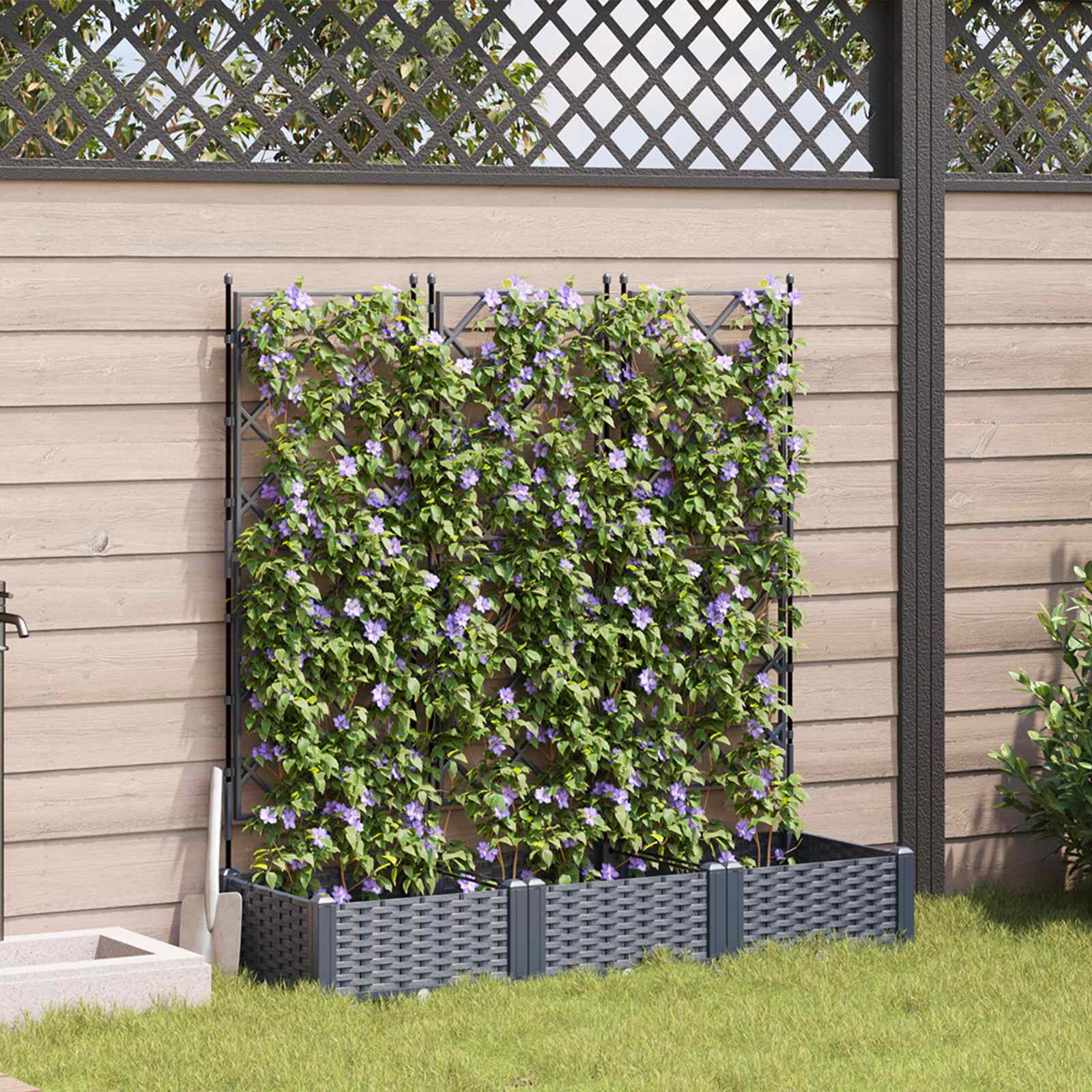 Tuin Bloempot 3 pcs Grijs 120 x 40 x 125,5 cm Kunststof