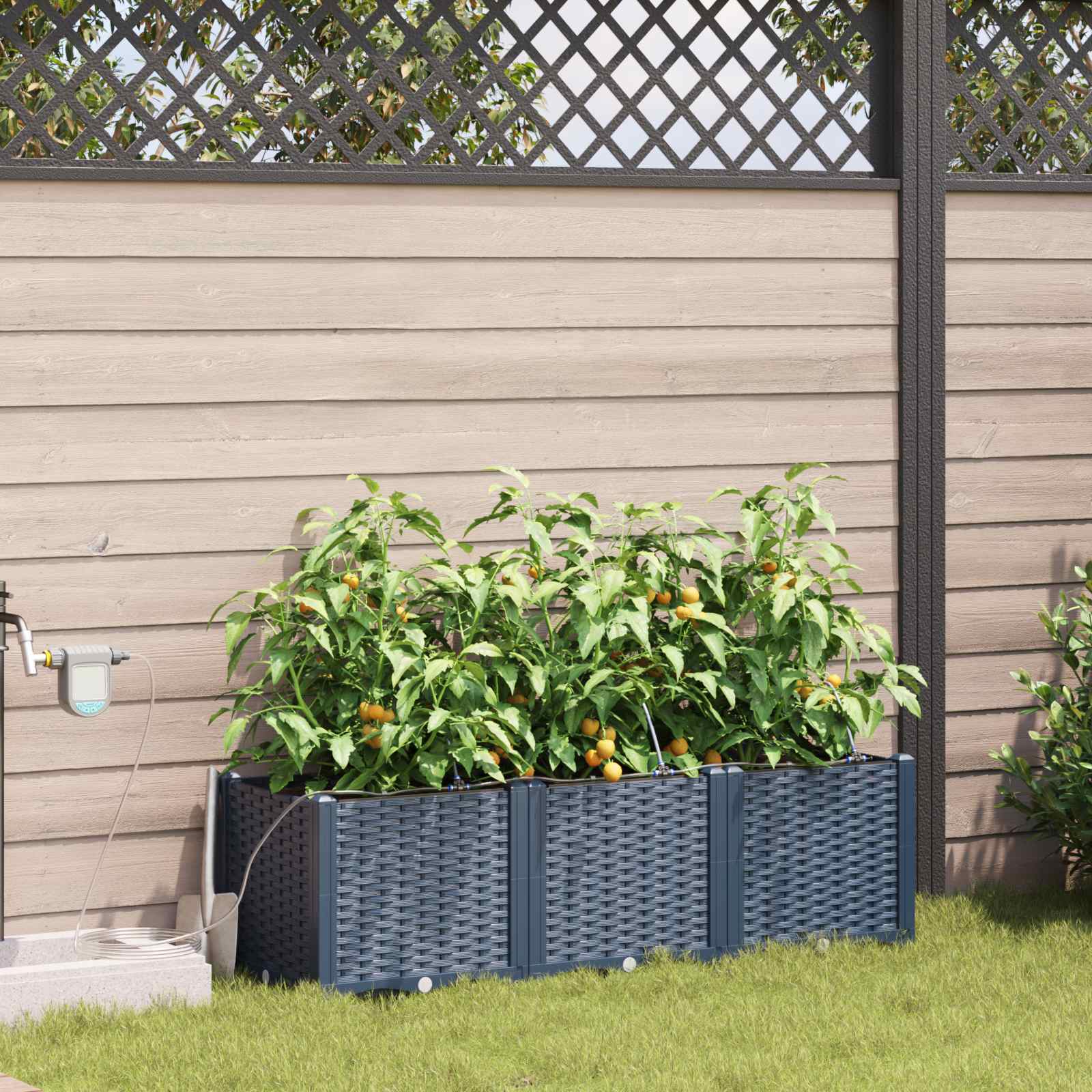Tuin Bloempot 3 pcs Grijs 120 x 40 x 37,5 cm Kunststof