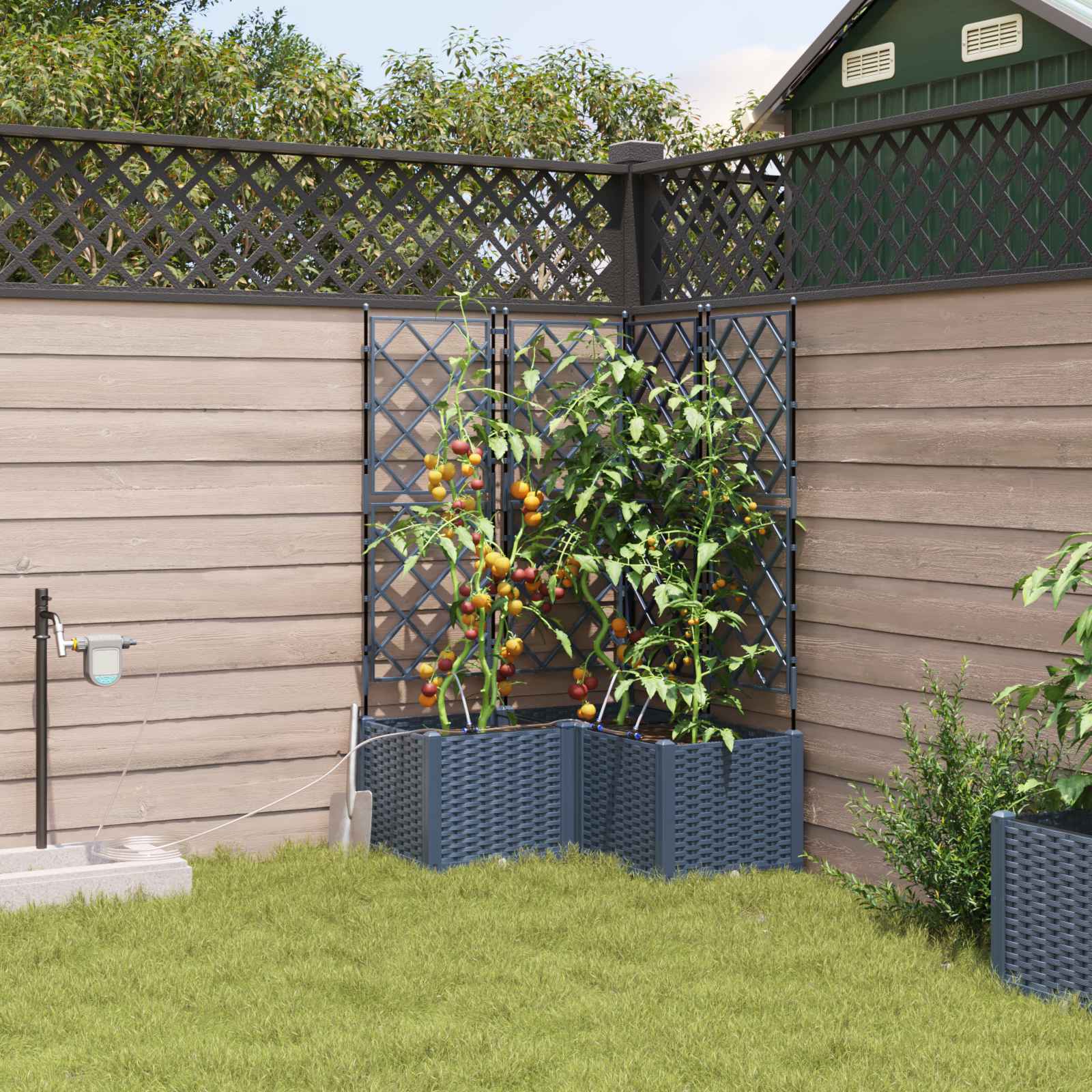 Tuin Bloempot 3 pcs Grijs 80 x 80 x 142 cm Kunststof