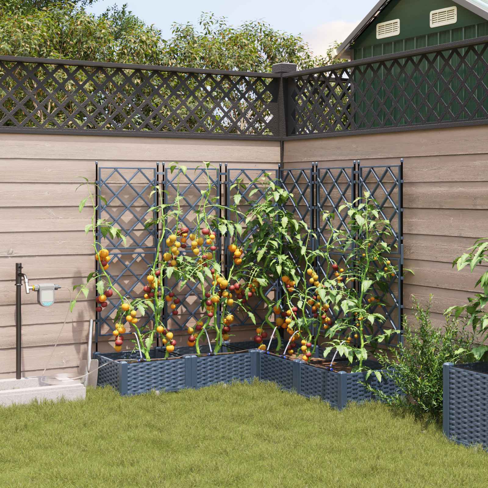 Tuin Bloempot 5 pcs Grijs 120 x 120 x 126 cm Kunststof