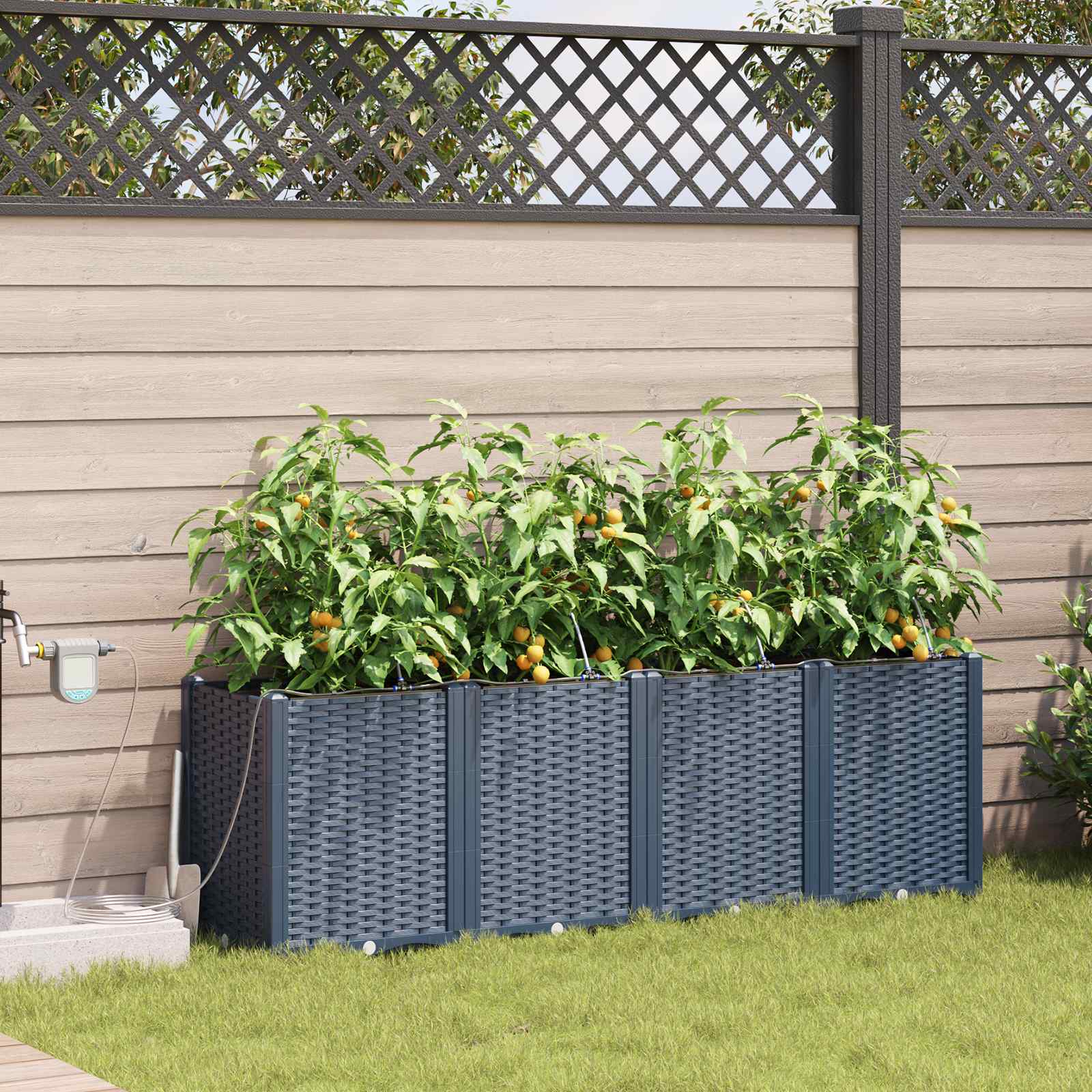 Tuin Bloempot 4 pcs Grijs 160 x 40 x 52 cm Kunststof