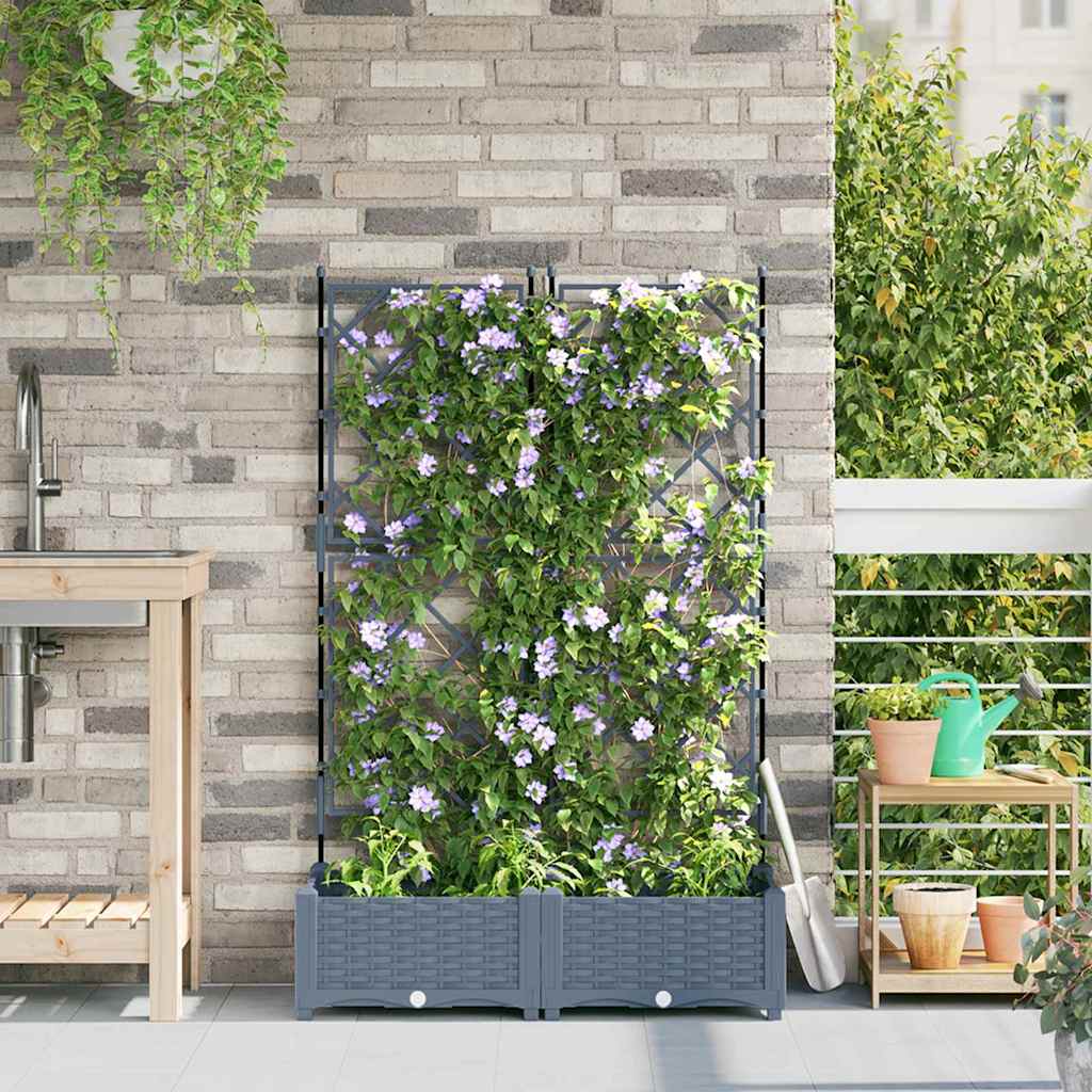 Tuin Bloempot 2 pcs Licht Grijs 80 x 40 x 125,5 cm Kunststof – afbeelding 1