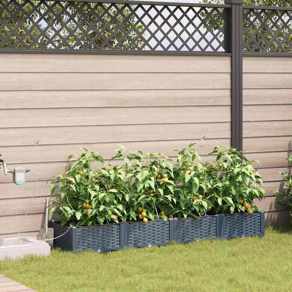 Tuin Bloempot 4 pcs Licht Grijs Kunststof