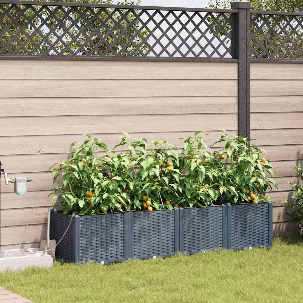 Tuin Bloempot 4 pcs Licht Grijs Kunststof