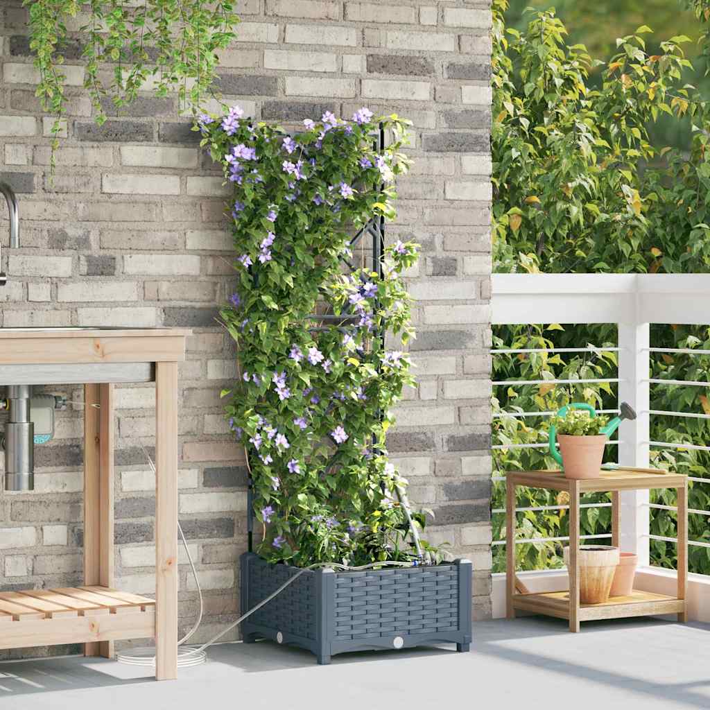 Tuin Bloempot Licht Grijs 40 x 40 x 126 cm Kunststof