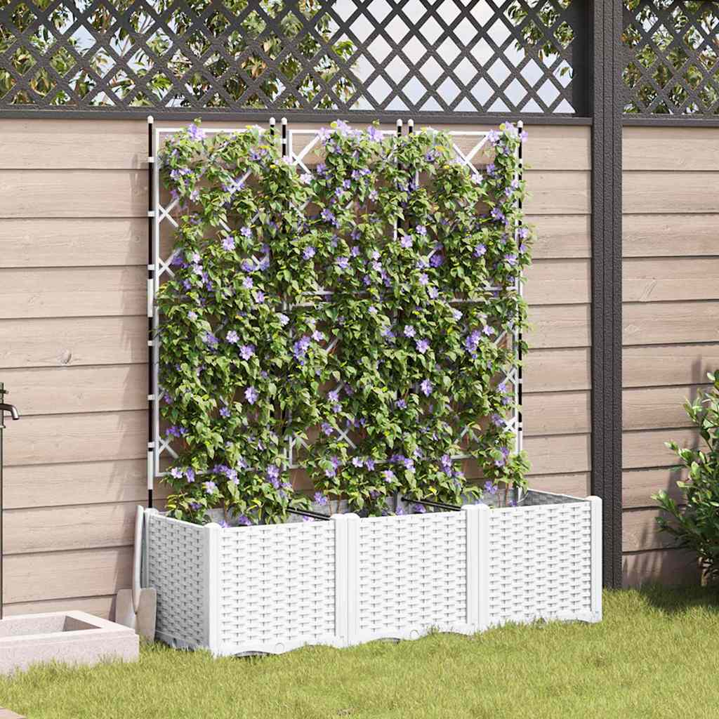 Tuin Bloempot 3 pcs Wit 120 x 40 x 143 cm Kunststof