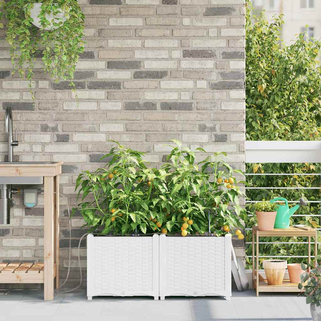 Tuin Bloempot 2 pcs Wit Kunststof