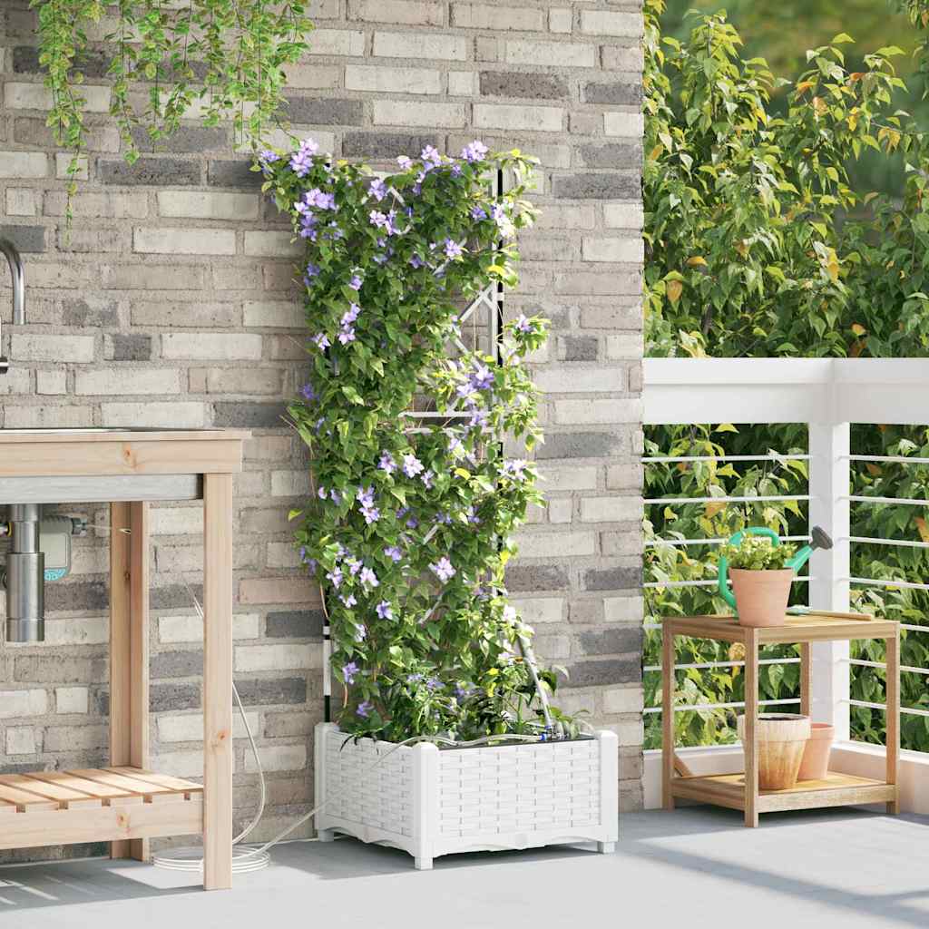 Tuin Bloempot Wit 40 x 40 x 126 cm Kunststof