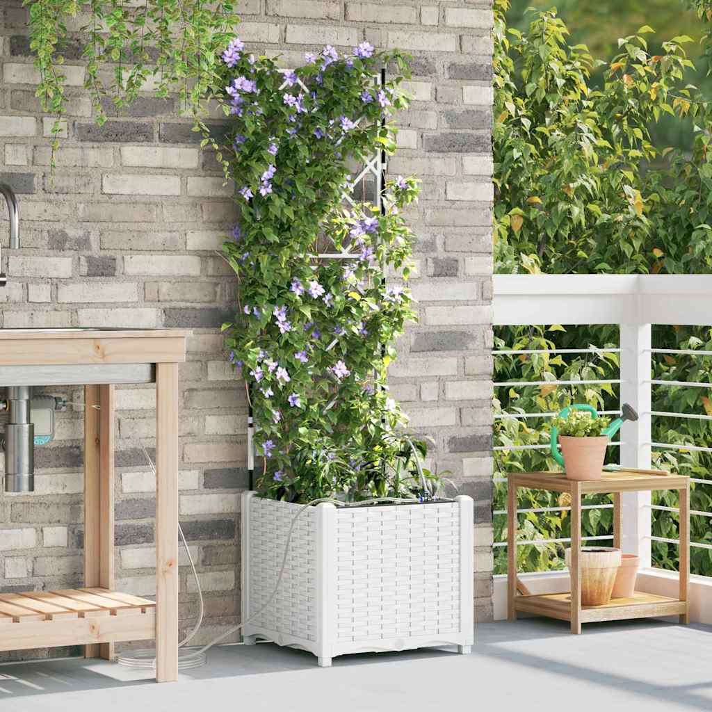 Tuin Bloempot Wit 40 x 40 x 142 cm Kunststof