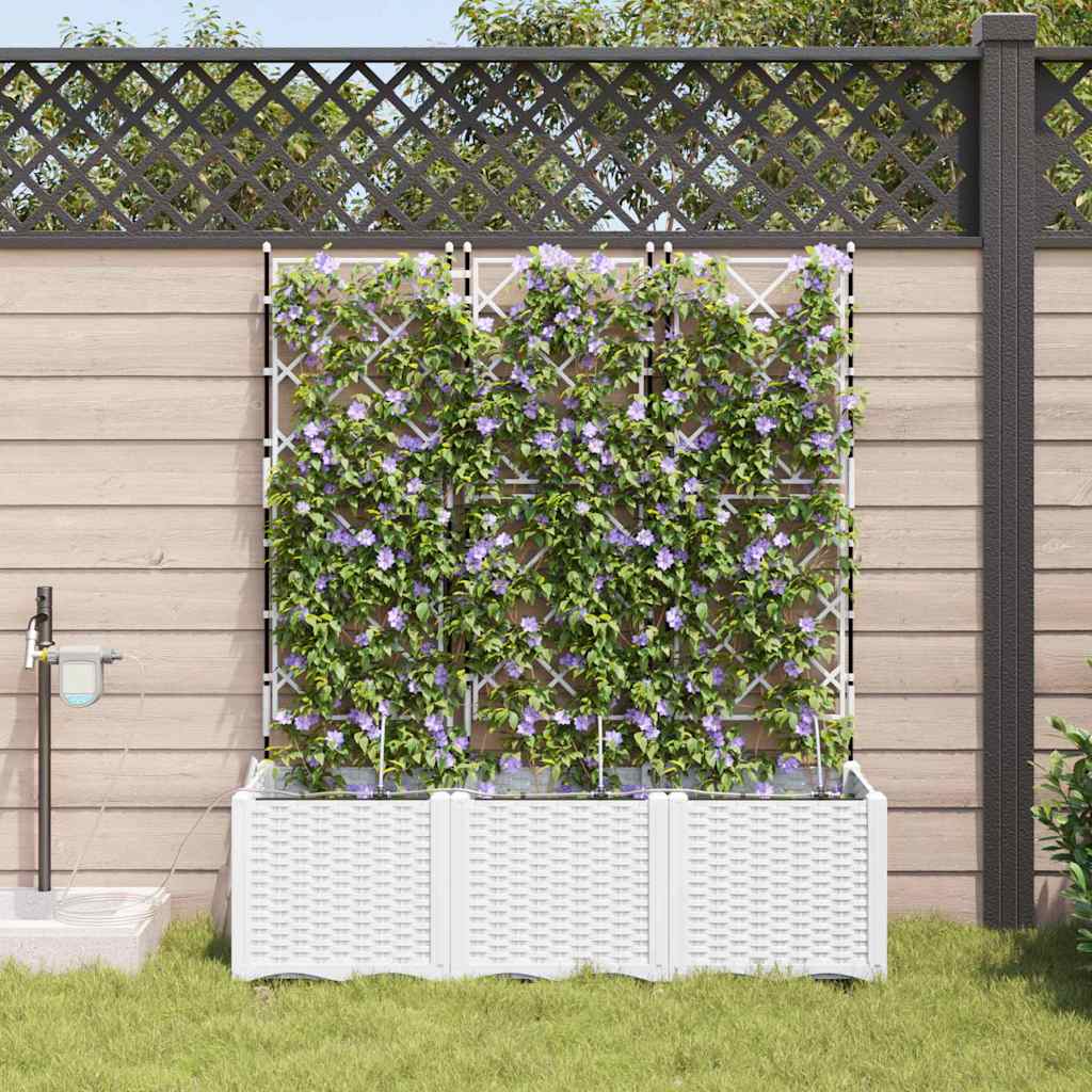 Tuin Bloempot 3 pcs Wit Kunststof – afbeelding 1
