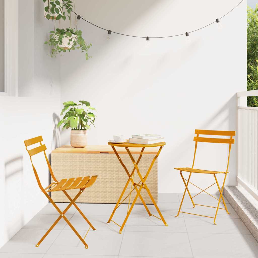 Vouw Bistro Set 3 pcs Mosterdgeel Staal – afbeelding 1