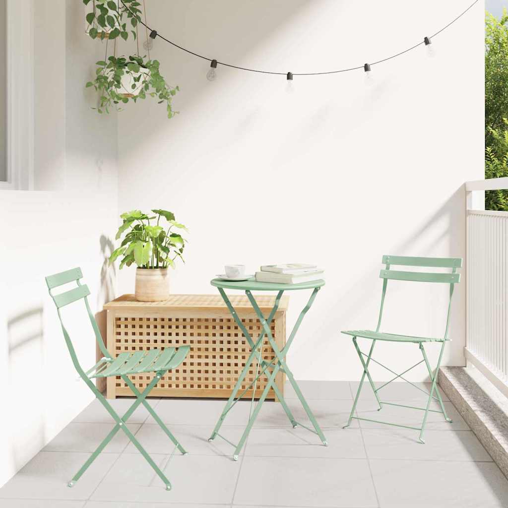 Vouw Bistro Set 3 pcs Sea foam Staal – afbeelding 1
