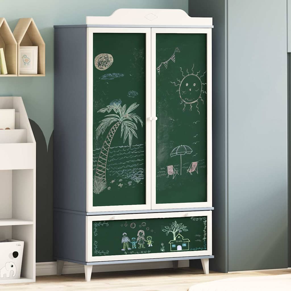Krijtbord Kast ROROS Grijs en Wit 90 x 45 x 165 cm Bewerkt hout
