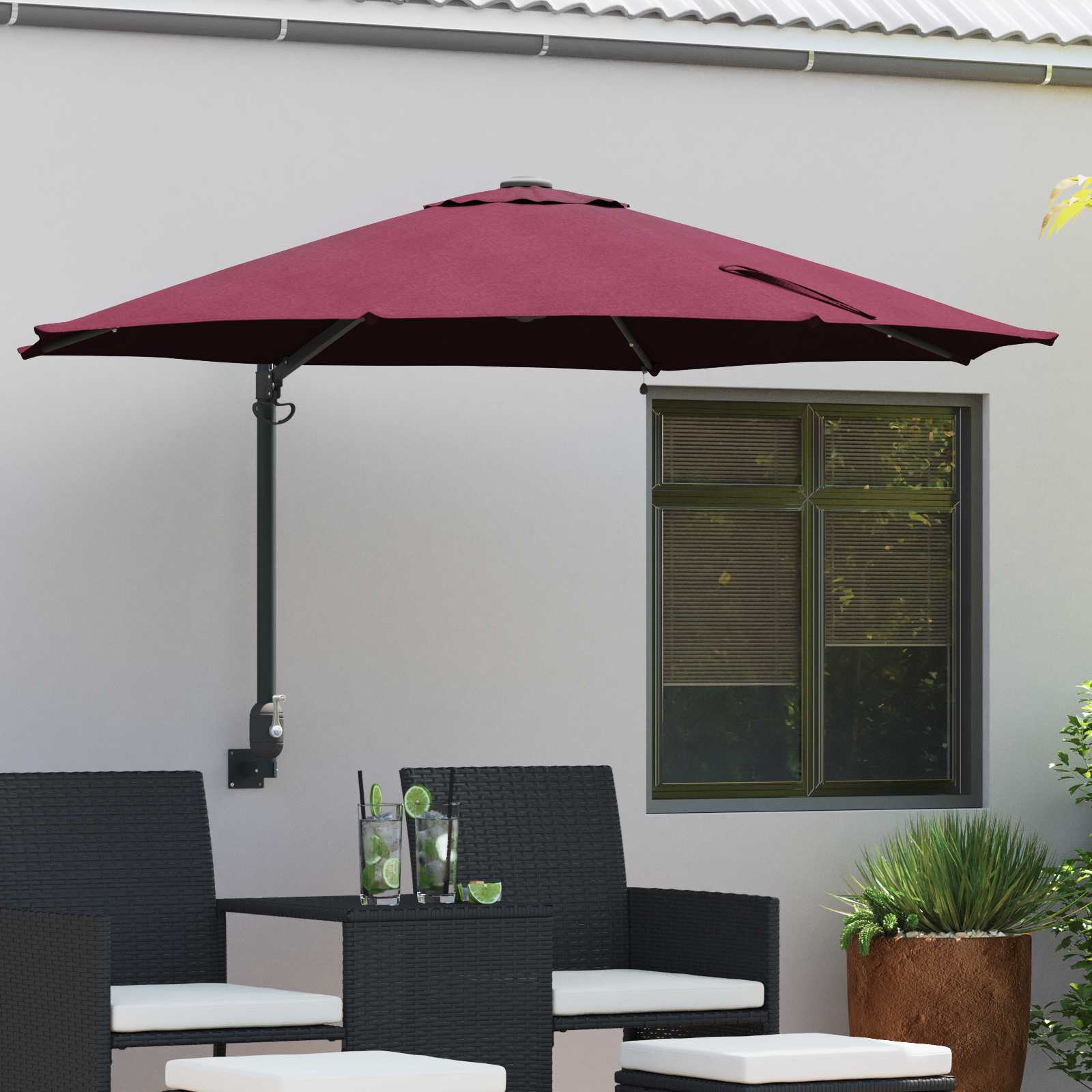 Tuinparasol Bordeaux Rood 248 x 248 x 148 cm Polyester en staal