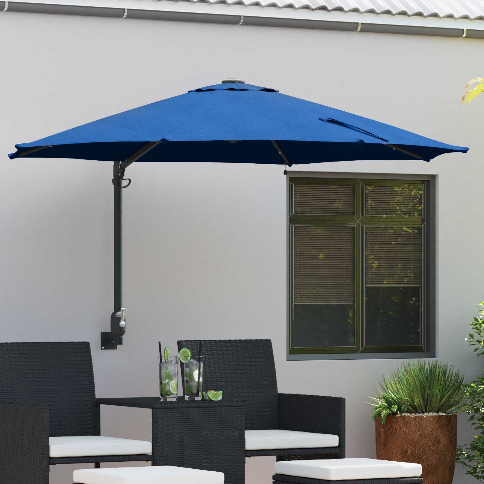 Tuinparasol Azurblauw 248 x 248 x 148 cm Polyester en staal