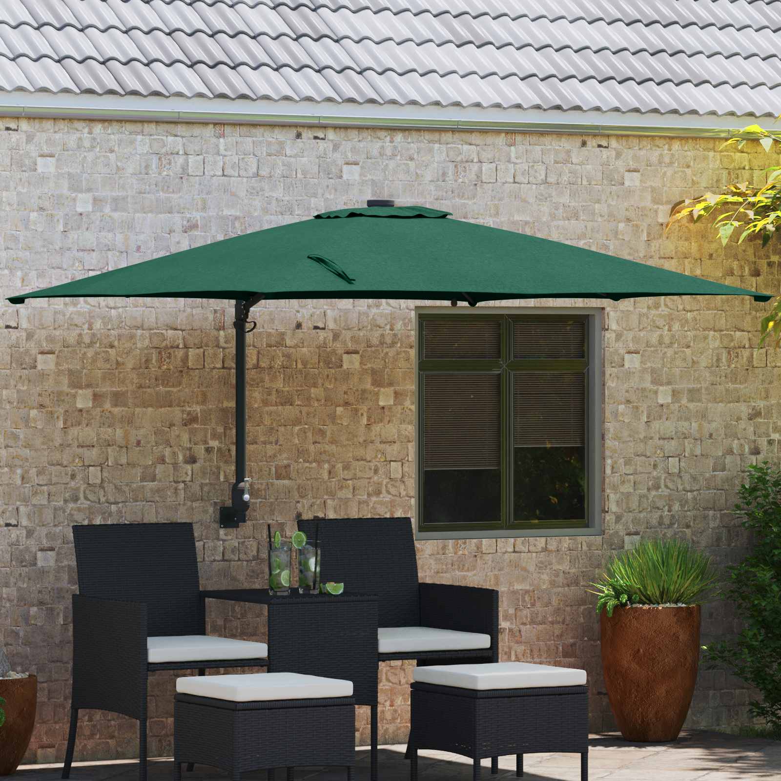 Tuinparasol Groen 248,5 x 247,5 x 160 cm Polyester en staal – afbeelding 1