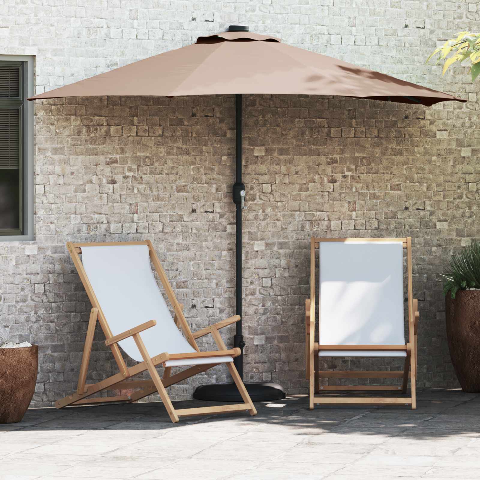 Tuinparasol Taupe 294 x 150 x 224 cm Polyester en staal